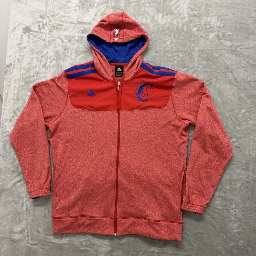 Adidas NBA LA Clippers Red Full Zip Hooded Jacket Hoodie Mens Size 2XL Athletic
